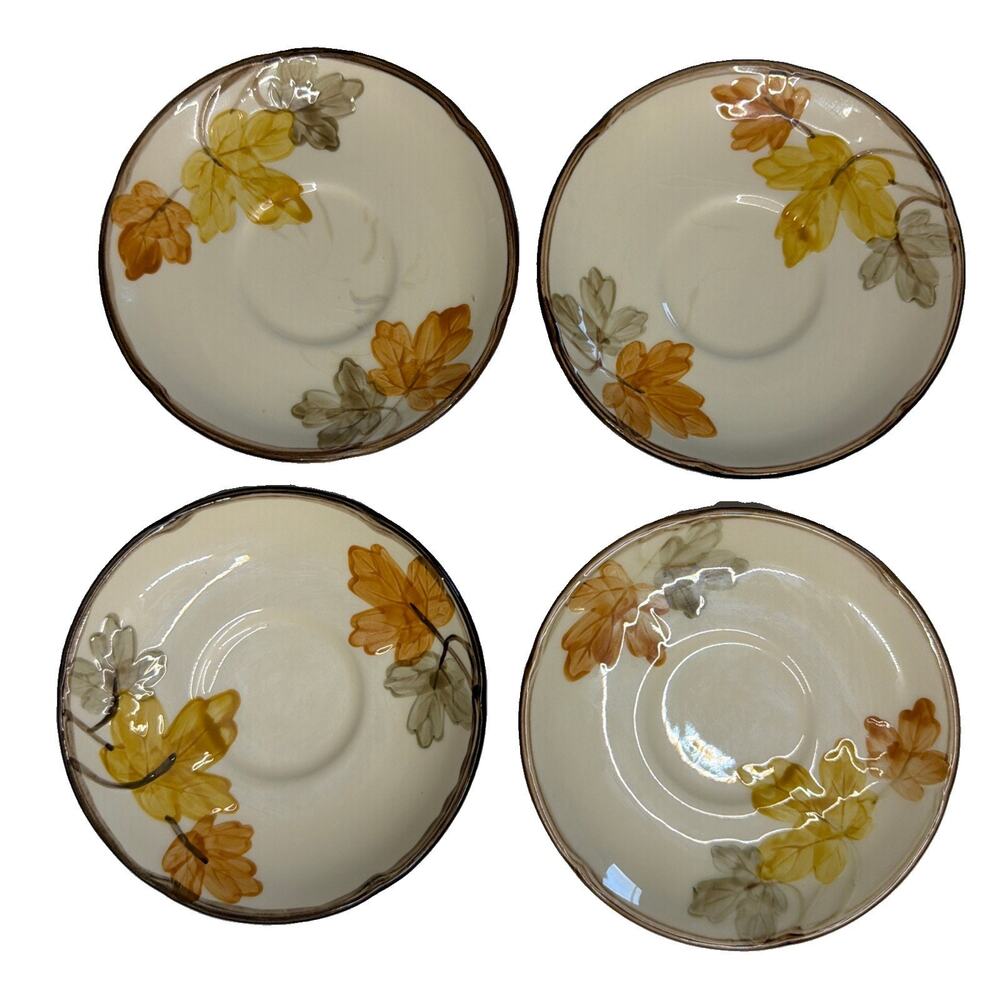 Franciscan October Pattern Plates Saucers 5 3/4” Fall Leaves Set of 4 USA Gift